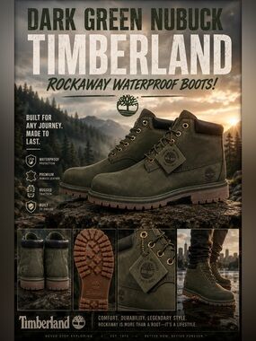 New!🔥Dark Green Nubuck Timberland Rockaway Waterproof Boots!🔥